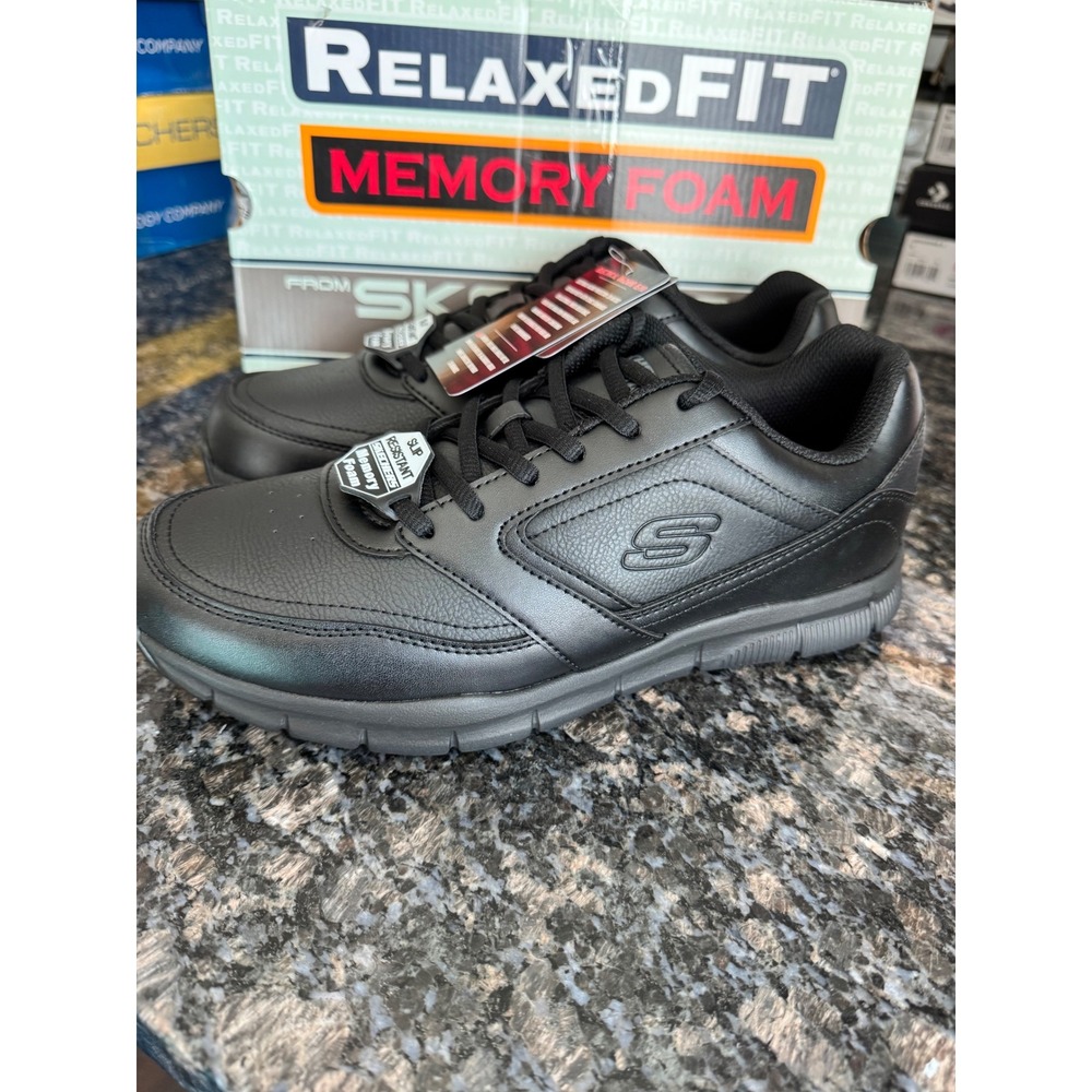 Skechers Work Nampa Relaxed Fit Slip Resistant Memory‎ Foam Shoes BLK Mens 8.5